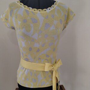 Anthropology Moth Belted Short Sleeve Sweater